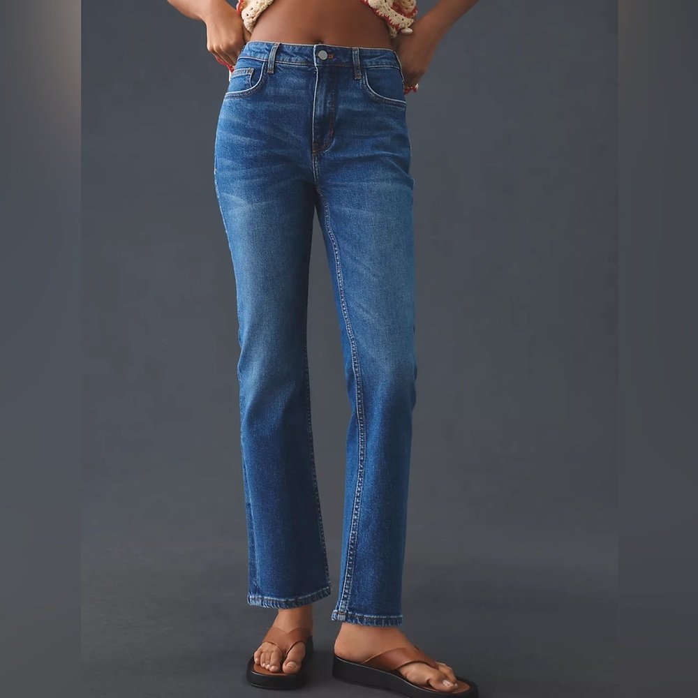 Anthropologie Pilcro mid-rise straight jeans size 27 dark denim - Picture 2 of 13